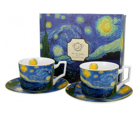 Porcelán kétszemélyes csésze szett Van Gogh Csillagos Éj