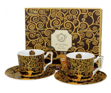 Gustav Klimt porcelán két személyes kávés csésze szett díszdobozban