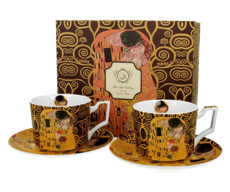 Gustav Klimt porcelán két személyes csésze szett 270 ml díszdobozban