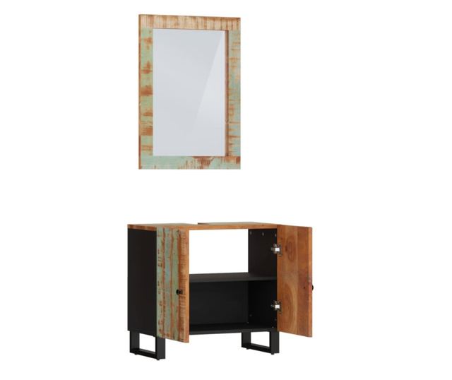 Σετ Επίπλων Μπάνιου, 2 Τεμάχια, Μασίφ Ανακυκλωμένο Ξύλο