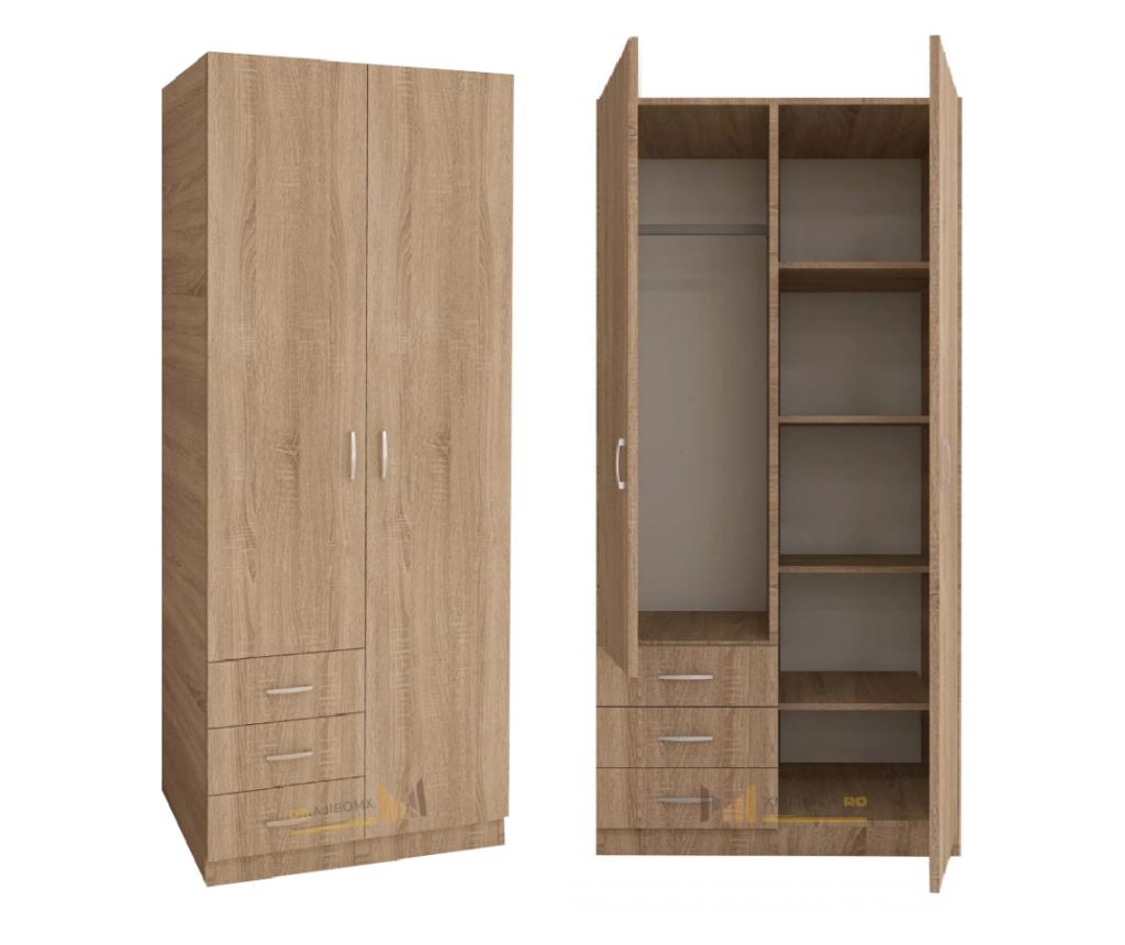Dulap Mixt Star cu 2 Usi si 3 Sertare Stanga, 200x80x50 cm,Culoare