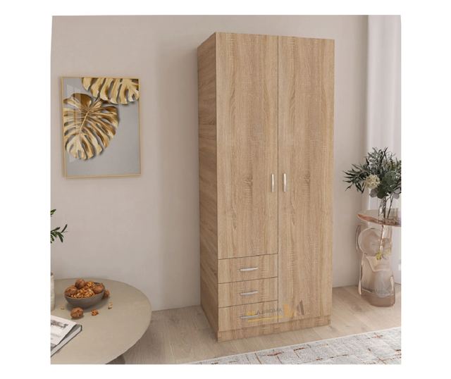Dulap Mixt Star cu 2 Usi si 3 Sertare Stanga, 200x80x50 cm,Culoare