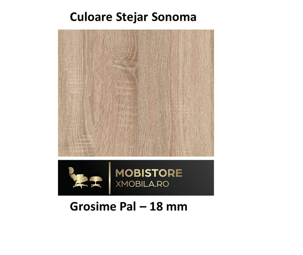 Dulap tip Vestiar cu Bara de Umerase si 2 Polite de Depozitare, 200x50x80cm, Culoare Sonoma, Material PAL de 18mm - 5