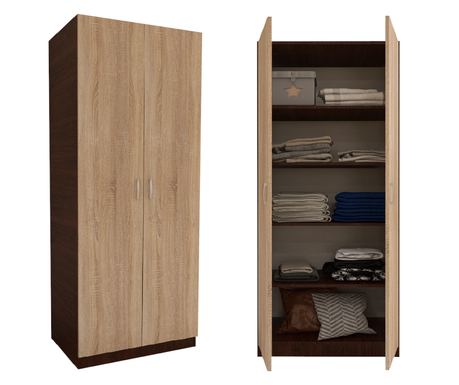Dulap cu 2 Usi si 4 Rafturi de Depozitare, 200x80x40 cm, Culoare Wenge cu Sonoma din Pal de 18mm