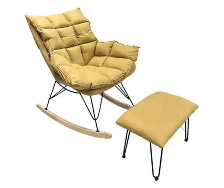 Люлеещ стол с табуретка, жълт цвят