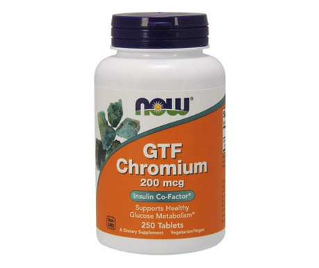 Хранителна добавка Now Foods GTF Chromium 200mcg, 250 таблетки