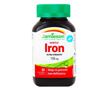 Хранителна добавка, Ultra Strength Iron 150 mg, Jamieson Gentle, 30 капули