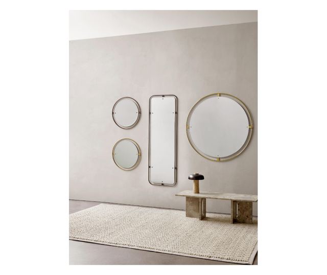 Oglinda decorativa Selene, rotunda, rama aurie periat, diametru 77cm