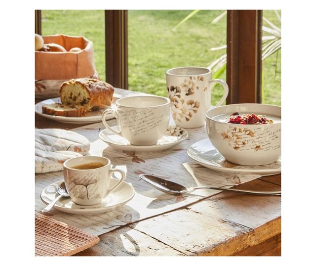 Комплект от 6 чаши за кафе или чай, Poesia, 220 ml