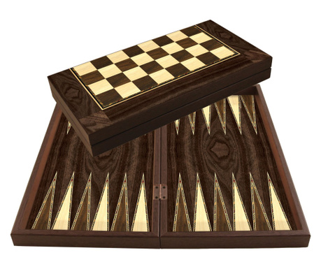 Табла за игра Класик с шах, цвят Орех, лак мат