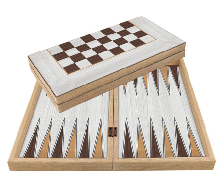 Табла за игра Лайт с шах, цвят бял и дъб, мат лак