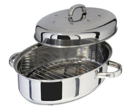 Judge Ειδικό Ταψί Ψησίματος Οβάλ με Θερμική Βάση, Ανοξείδωτο Ατσάλι, 32x22x15 cm, Ασημί