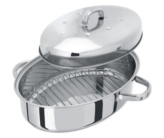 Tava ovala cu baza termica Judge Speciality Cookware, otel inoxidabil, 32x22x15 cm, argintiu