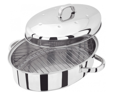 Tava ovala cu gratar Judge Speciality Cookware, otel inoxidabil, 32x22x15 cm, argintiu