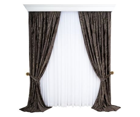 Set 2 draperii din catifea imprimata,maro,DolceSara G107,cu rejansa,2x250x250