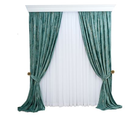 Set 2 draperii din catifea imprimata,verde menta,DolceSara G09,cu rejansa,2x300x250