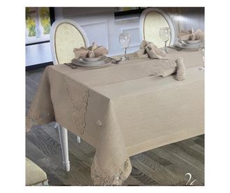 Луксозна Покривка за маса Cottondream ANNA CARINA Deren ,Cappucino,позлатена нишка 26 части