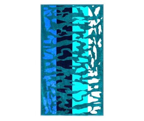 Луксозна плажна хавлия \"Сафари Синьо \" Оранж 95/180 см 100% висококачествен памук.