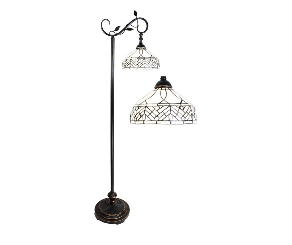 Stojací lampa Tiffany, hnědo-béžové sklo, 36x25x152 cm