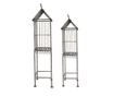 Set od 2 siva metalna ukrasna kaveza 35x26x117 cm, 27x21x99 cm