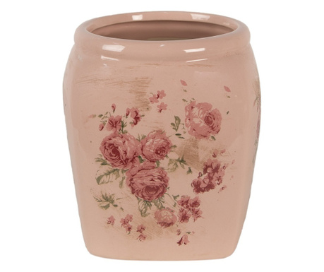 Ghiveci flori ceramica roz verde 14x14x16 cm