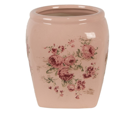 Set 2 ghivece flori ceramica roz verde 12x12x14 cm