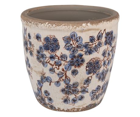 Ghiveci flori ceramică bej albastră 17x16 cm