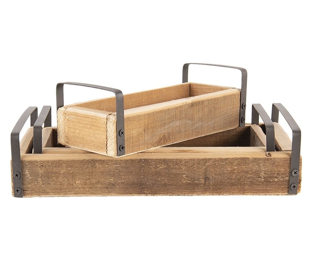 Set 3 tavi lemn maro zinc 35x20x5 cm, 30x15x5 cm, 25x10x5 cm - 2