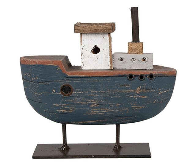 Διακόσμηση Βάρκα ξύλο μεταλλικό 10x3x10 cm