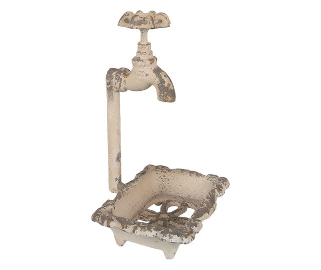 Savoniera fier bej antichizat 14x12x23 cm