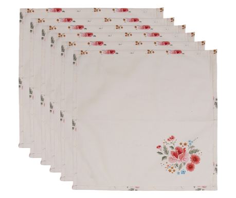 Set od 6 pamučnih salveta Ruže 40x40 cm