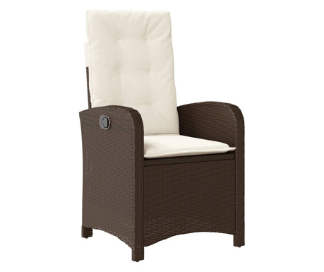 barna polyrattan dönthető kerti szék párnákkal