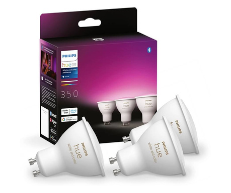 Philips Lighting Hue LED fényforrás White & Color Ambiance GU10 Melegfehértől a hidegfehérig 3db (871951434276700)