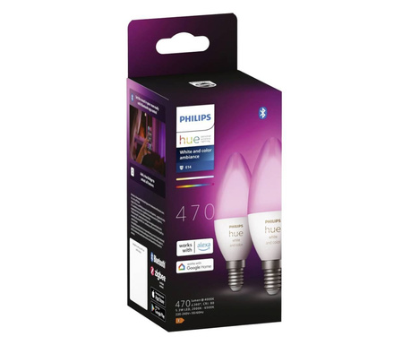 Philips Lighting Hue LED fényforrás White & Color Ambiance E14 Melegfehértől a hidegfehérig 2db (871951435671900)