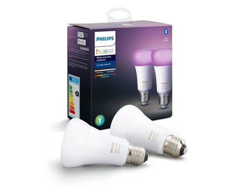Philips Hue White and Color Ambiance LED fényforrás E27 9W 2db/cs (929002489602)