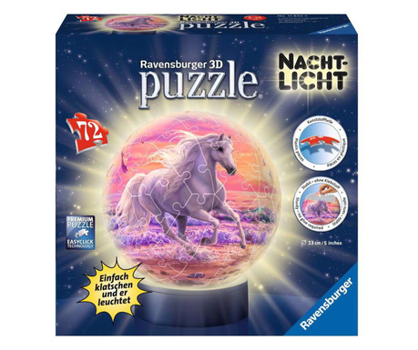 Ravensburger 3D Puzzle Éjszakai fény - lovak a tengerparton - 72 darabos