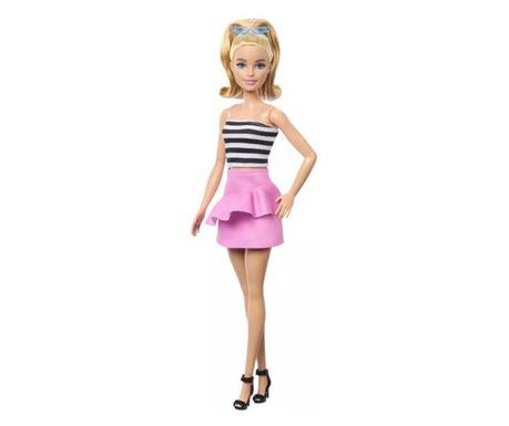 Mattel Barbie: Fashionista 65. évfordulós baba fekete-fehér csíkos topban (HRH11)
