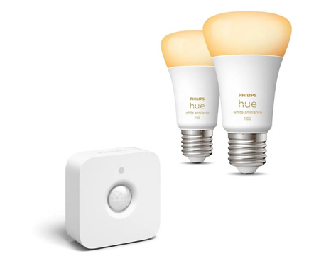 Philips Hue White Ambiance LED fényforrás E27 8W 2db/cs + Philips Hue Motion Sensor EU (PHL23010set)