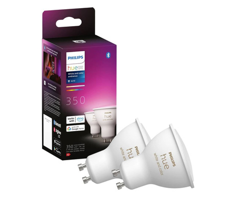 Philips Lighting Hue LED fényforrás White & Color Ambiance GU10 Melegfehértől a hidegfehérig 2db (871951434008400)