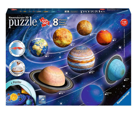 Ravensburger Planetáris Naprendszer 522 darabos 3D Puzzle