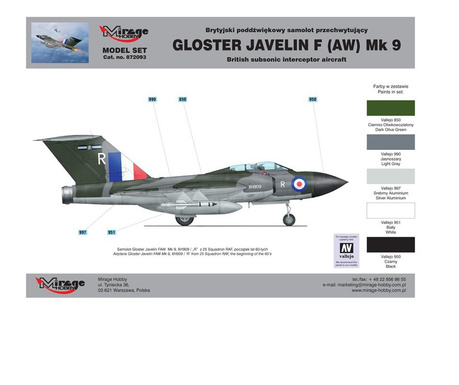 Mirage Hobby Gloster Javelin F Mk9 repülőgép műanyag modell (1:72)