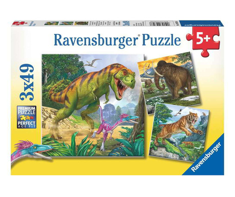 Ravensburger Állatok a dínók korából 3 az 1-ben puzzle
