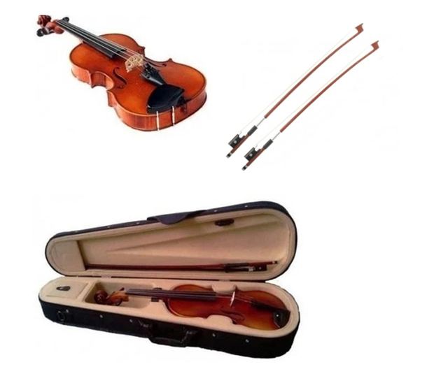 IdeallStore® 4/4 drvena klasična violina, dva gudala, kofer uključen, smeđa