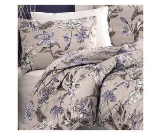 Lenjerie de pat dublu, Majoli Bahar Home Collection, bumbac ranforce, 144TC, pentru 2 persoane, 4 piese, Fiori Lilac