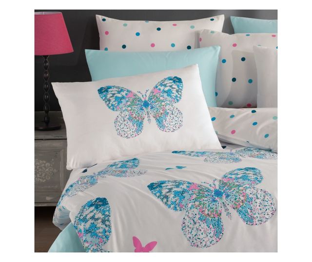 Dupla ágynemű, Majoli Bahar Home Collection, ranforce pamut, 2 személyes, Mariposa