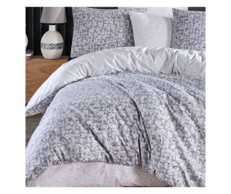 Lenjerie de pat dublu, Majoli Bahar Home Collection, bumbac ranforce, 144TC, pentru 2 persoane, 4 piese, Mimoza Grey