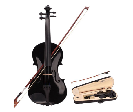Класическа цигулка, Дърво, IdeallStore®, Размер 4/4, Два лъка, включена пета