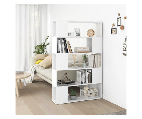 Bibliotecă/Separator cameră, alb, 100x24x155 cm, PAL