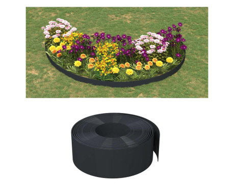 Borduri de grădină, 5 buc, negru, 10 m 20 cm, polietilenă