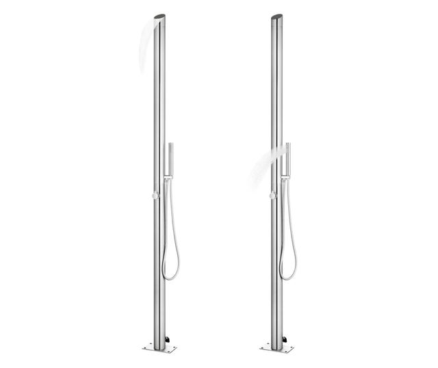 Duș de grădină cu bază gri, 225 cm, oțel inoxidabil